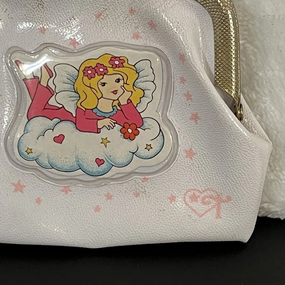 RARE Fairy Coin Purse White Kiss-Lock Clasp Vinyl Angel Girls Kids Child's T VTG
